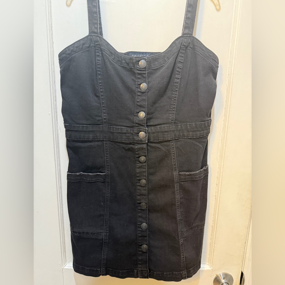 Black Denim Button-Down Mini Dress
